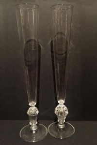 COPPIA DI FLUTE DA CHAMPAGNE O PROSECCO CON STELO A FORMA DI “GHIANDA BENEAUGURANTE” firmati PAULY – BICCHIERI di MURANO - VENEZIA